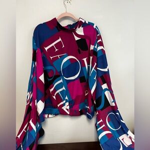 Ashley Stewart fashion print crepe blouse